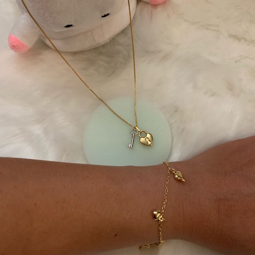 🚫SOLD🚫Heart/Key Necklace&bracelet set, 18K gold